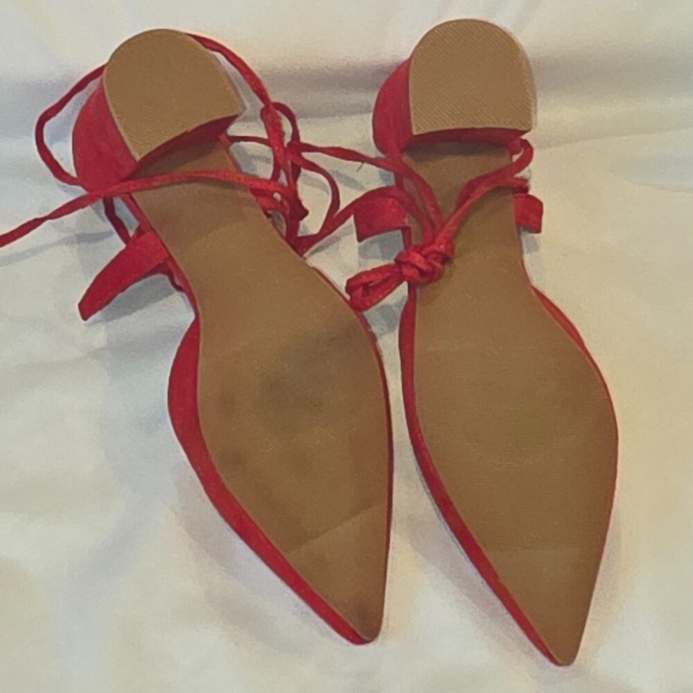 Heel the World Red Block Heels Womens Size 8 Dress Shoes - Picture 5 of 9